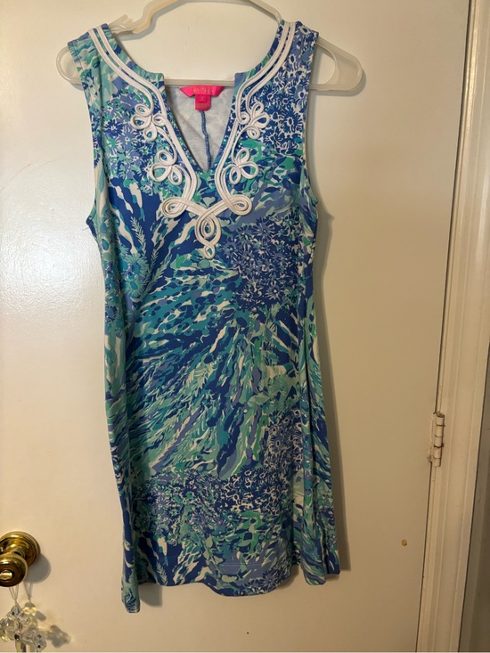 Lilly Pulitzer Other - Lilly Pulitzer Sleeveless V‑Neck Swim Cover-Up in Blue and Green with White Trim